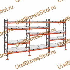 Стеллаж с выкатными платформами  2000*5400*1050 4 яруса 24 платформы - uralbiznesstroi.ru – Самара