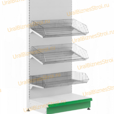 Торговый стеллаж с корзиной 1450*400*600 - uralbiznesstroi.ru – Самара