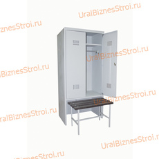 Шкаф гардеробный двухсекционный 2 двери (с нишей для скамьи) 1850*500*700 S-0,7мм - uralbiznesstroi.ru – Самара