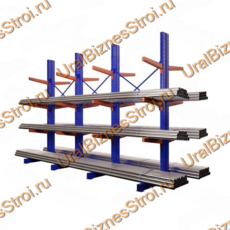 Стеллаж консольный двусторонний 3000x1150x2020 мм тяжелый 5 ярусов - uralbiznesstroi.ru – Самара