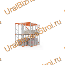 Стеллаж набивной паллетный (4000х3060х4000 мм), 2 линии, 2 яруса - uralbiznesstroi.ru – Самара