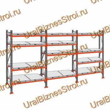 Стеллаж с выкатными платформами  2000*5400*1050 4 яруса 24 платформы - uralbiznesstroi.ru – Самара