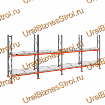 Стеллаж с выкатными платформами  2000*7200*1050 2 яруса 16 платформ - uralbiznesstroi.ru – Самара