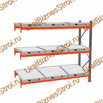Стеллаж с выкатными платформами дополнительная секция 2500*2700*1050 3 яруса 9 платформ - uralbiznesstroi.ru – Самара