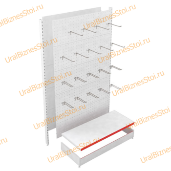 Стеллаж торговые перфорированный 1950*300*900 с крючками - uralbiznesstroi.ru – Самара