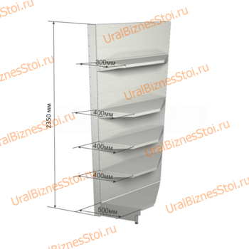 Торговый угловой стеллаж 2350*500*900 5 полок - uralbiznesstroi.ru – Самара