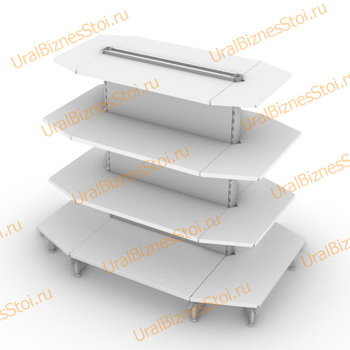 Стеллаж островной с торцевыми полками 2350*500*1000 4 полки - uralbiznesstroi.ru – Самара