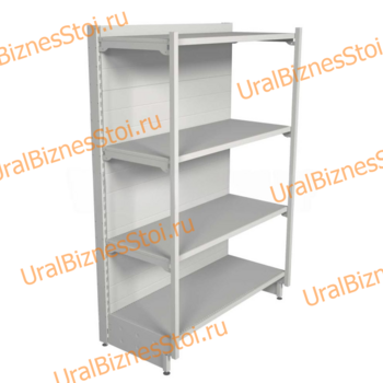 Торговый пристенный стеллаж с передней стойкой 1450*400*900 4 полки - uralbiznesstroi.ru – Самара