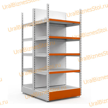 Торговый островной стеллаж (Усиленный с передней стойкой) 2350*500*1000 5 полок - uralbiznesstroi.ru – Самара