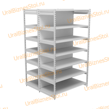 Торговый островной стеллаж (Усиленный с передней стойкой) 2350*600*600 7 полок - uralbiznesstroi.ru – Самара