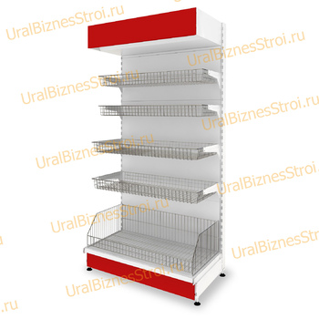 Торговый стеллаж с корзиной 2350*500*900 - uralbiznesstroi.ru – Самара