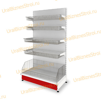 Торговый стеллаж с корзиной 1950*500*1200 - uralbiznesstroi.ru – Самара