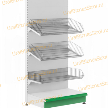 Торговый стеллаж с корзиной 1450*400*900 - uralbiznesstroi.ru – Самара