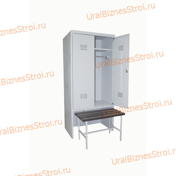 Шкаф гардеробный двухсекционный 2 двери (с нишей для скамьи) 1850*500*600 S-0,8мм - uralbiznesstroi.ru – Самара