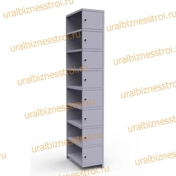  Шкаф сумочный разборный 300х500х1850 (ШхГхВ) 1х секционный 8-ячеечный S-0,6 мм (Дополнительная секция) - uralbiznesstroi.ru – Самара