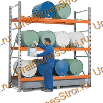Паллетный стеллаж для бочек 3500*1050*2700 3 яруса 1210 кг на ярус - uralbiznesstroi.ru – Самара
