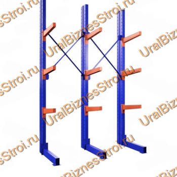 Стеллаж консольный односторонний 2500x1650x1270 мм тяжелый 4 яруса - uralbiznesstroi.ru – Самара