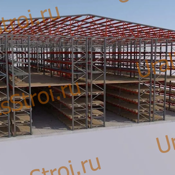 Быстровозводимый склад (мезонин) на паллетных стеллажах 20000*27000*10000 2 этажа - uralbiznesstroi.ru – Самара