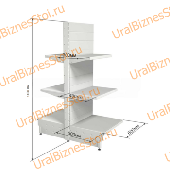 Торговый островной стеллаж 1450*500*600 3 полки - uralbiznesstroi.ru – Самара