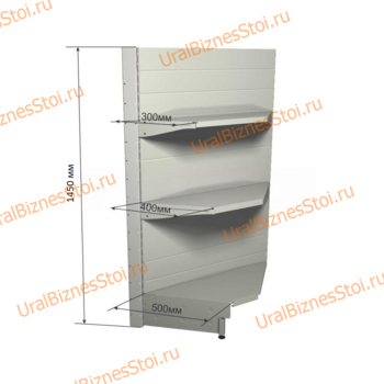 Торговый угловой стеллаж 1450*500*900 3 полки - uralbiznesstroi.ru – Самара